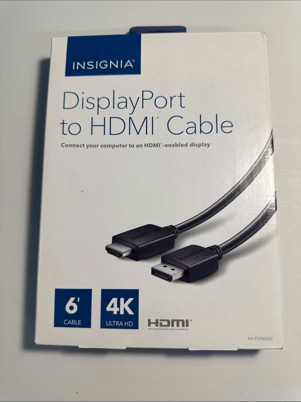 Insignia NSPD06502 6ft Display Port to HDMI Cable - Black Ultra HD